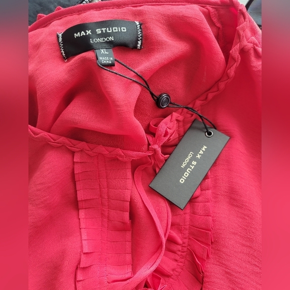 Nwt Max Studio London Red Seraphine Boho Blouse XL - Picture 5 of 7
